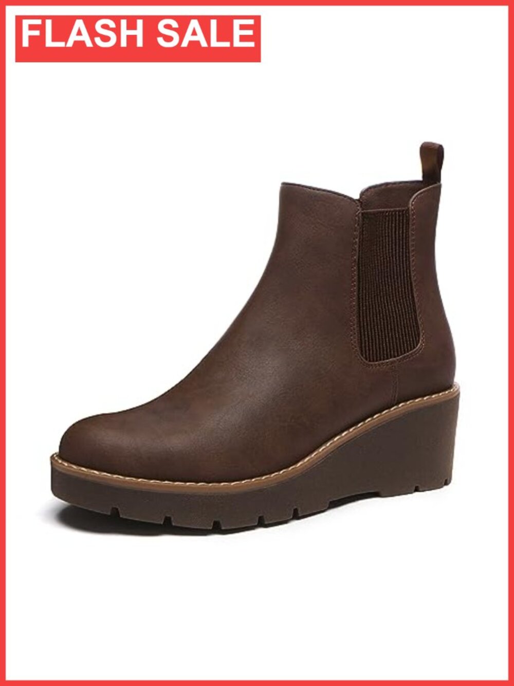 Platform Wedge Chelsea Ankle Boots Nubuck Suede Slip-On